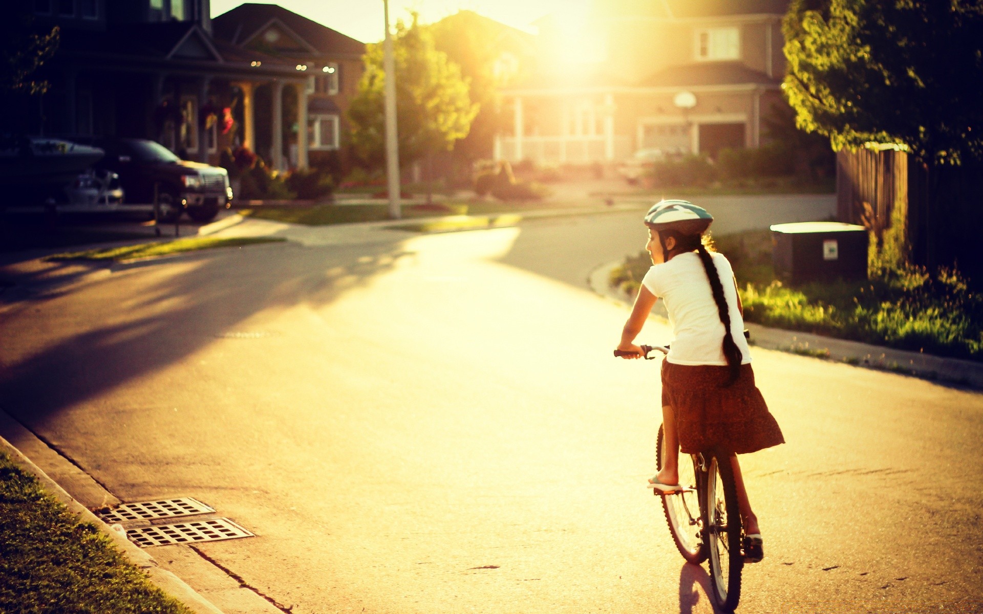 vintage street road blur adult wheel city transportation system one vehicle man bike woman travel cyclist recreation pavement girl light urban