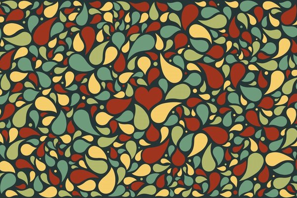 Beautiful colored wallpaper with leaves and hearts