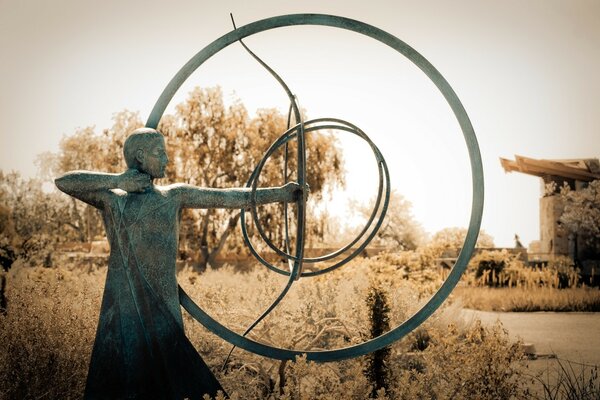 Vintage-Fotografie, Skulptur mit Schütze