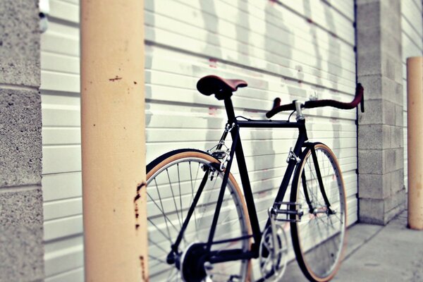 Stylish wallpaper with a bicycle on the street