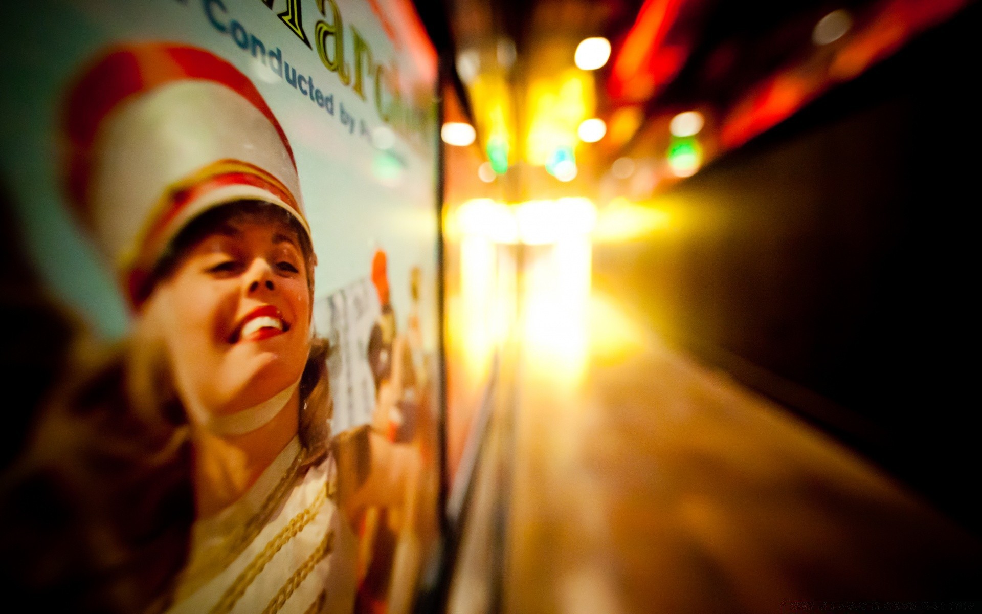 vintage blur christmas flame street light portrait woman