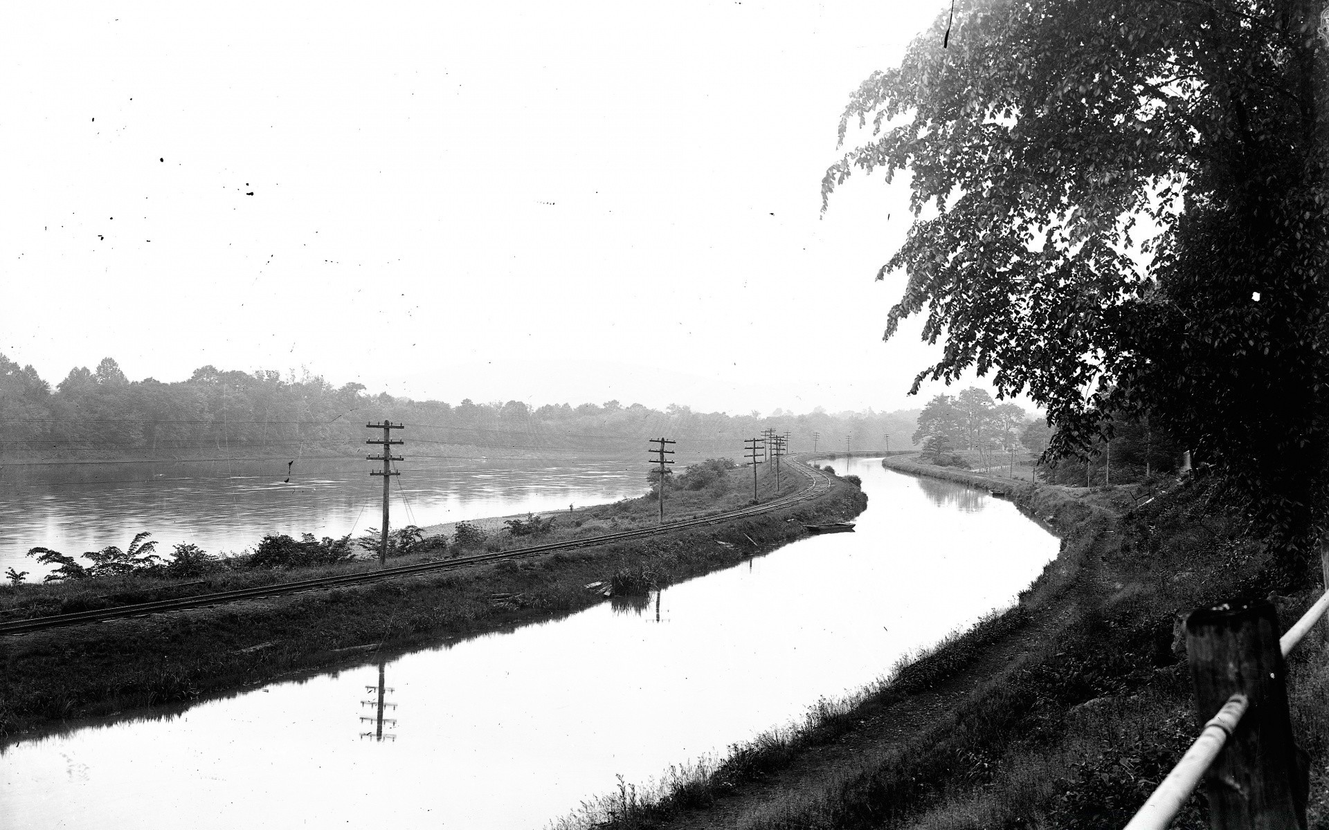 vintage water river vehicle tree landscape lake watercraft reflection transportation system