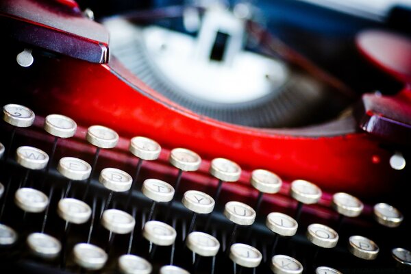 Vintage typewriter with English letters