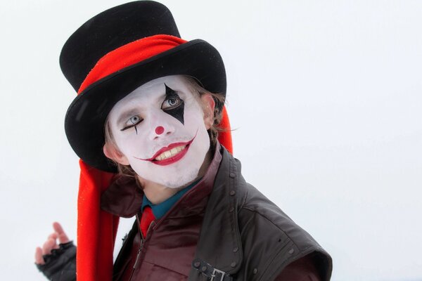 Portrait of a man in clown makeup