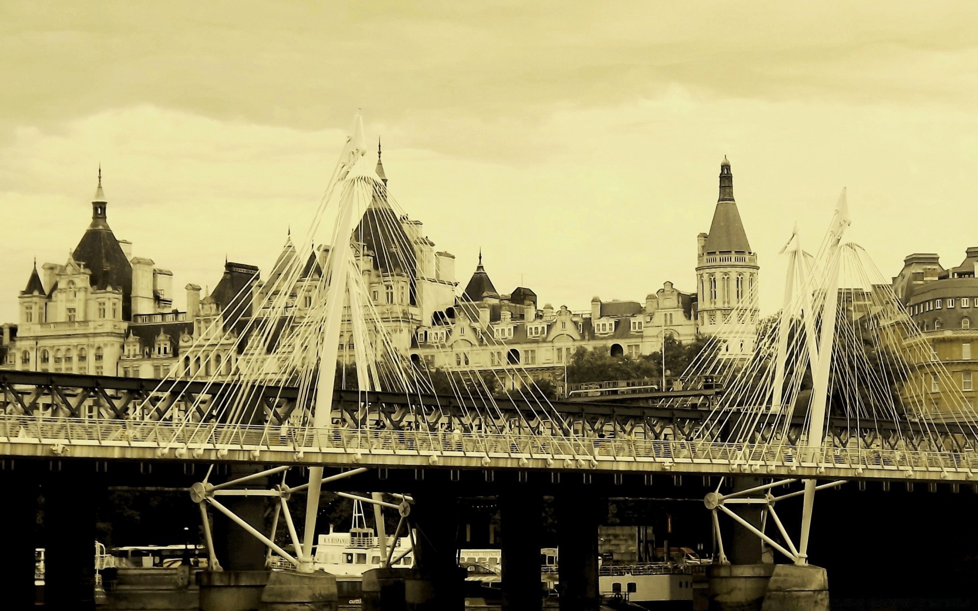 vintage puente río agua arquitectura viajes monocromo casa coche