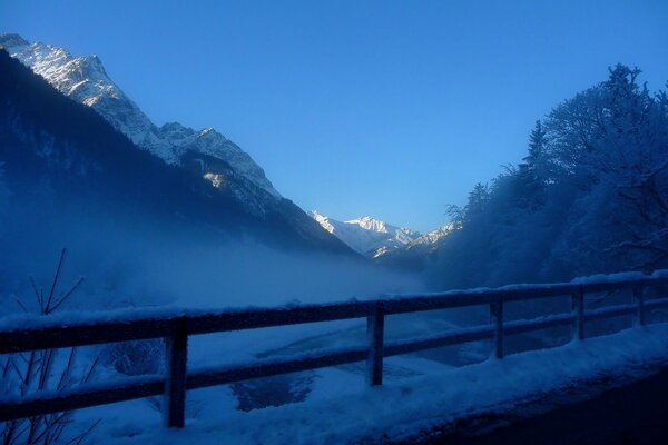 Snowy winter mountain landscape