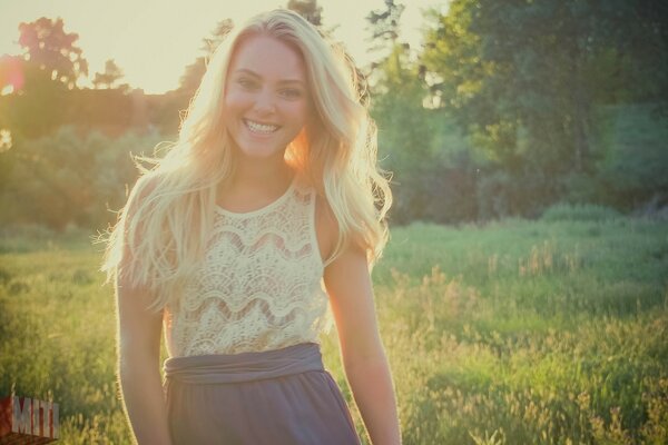 Cheerful girl on a summer morning