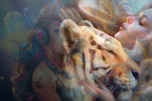 Ragazza con tigre, astrazione