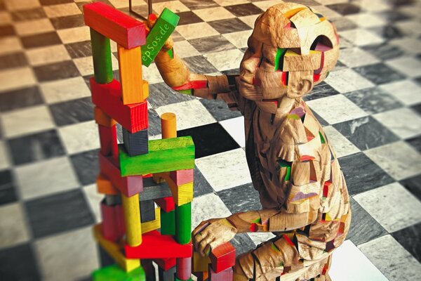 Wooden sculpture of the science of genetics vintage