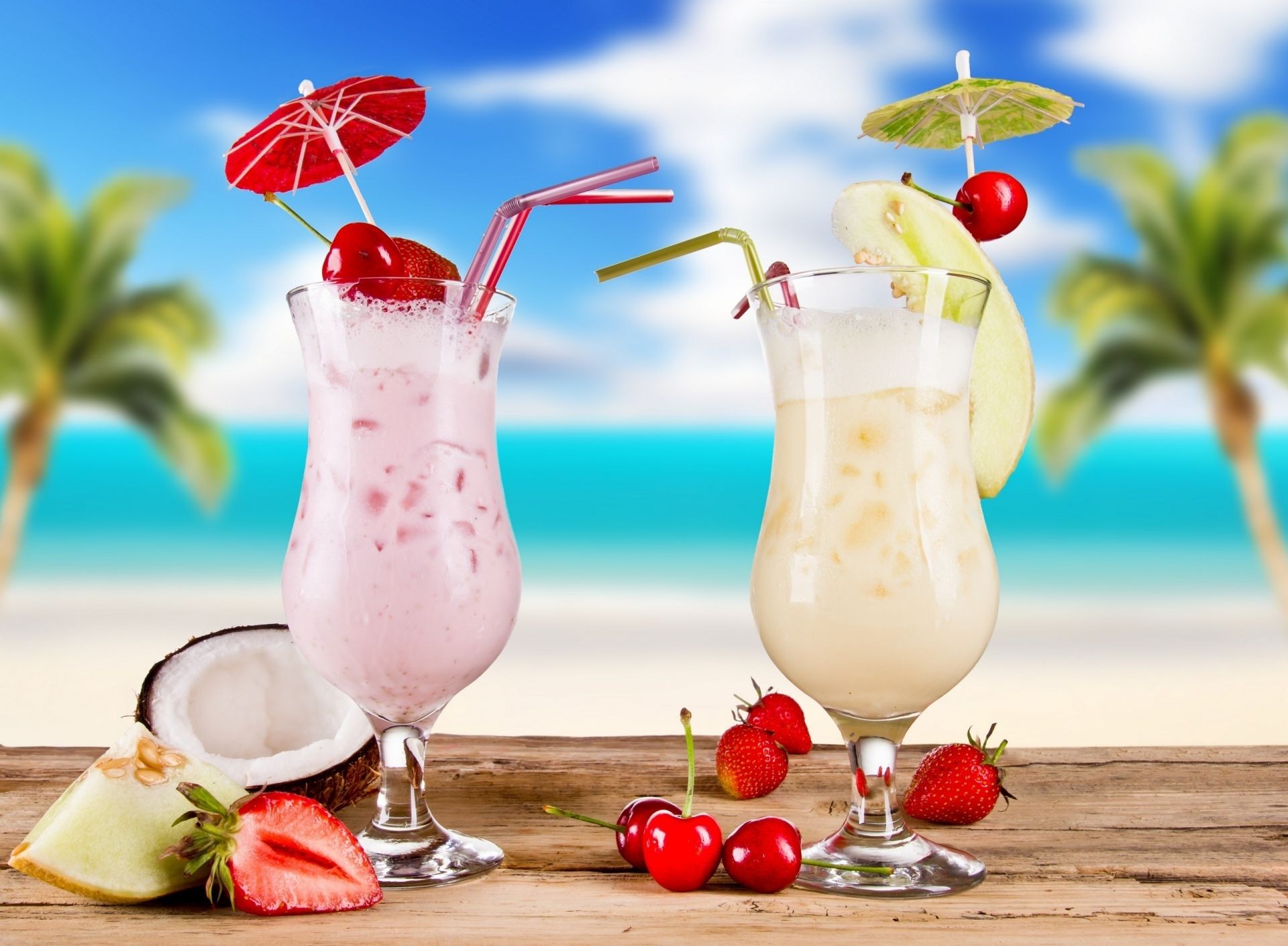 drinks milk summer fruit cocktail cream tropical yogurt drink glass juice berry mint strawberry food cold health sweet delicious