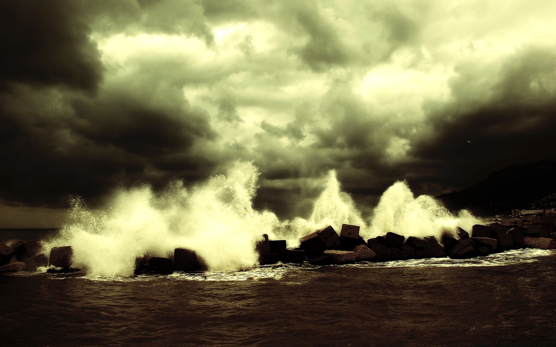 vintage tormenta agua playa monocromo océano paisaje mar puesta de sol lluvia paisaje mar cielo amanecer dramático tiempo relámpago