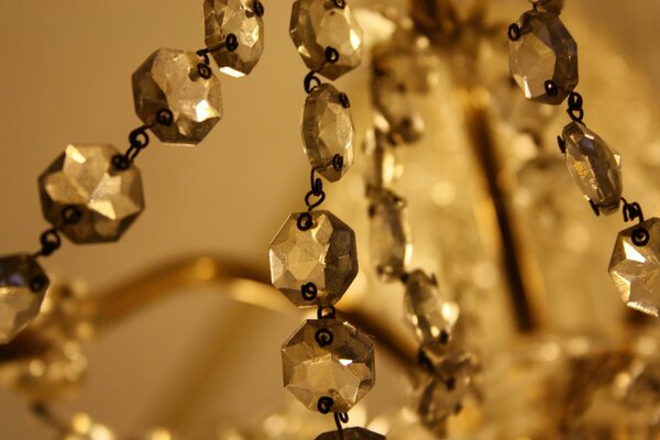 Luxury glass beads from a luminous chandelier