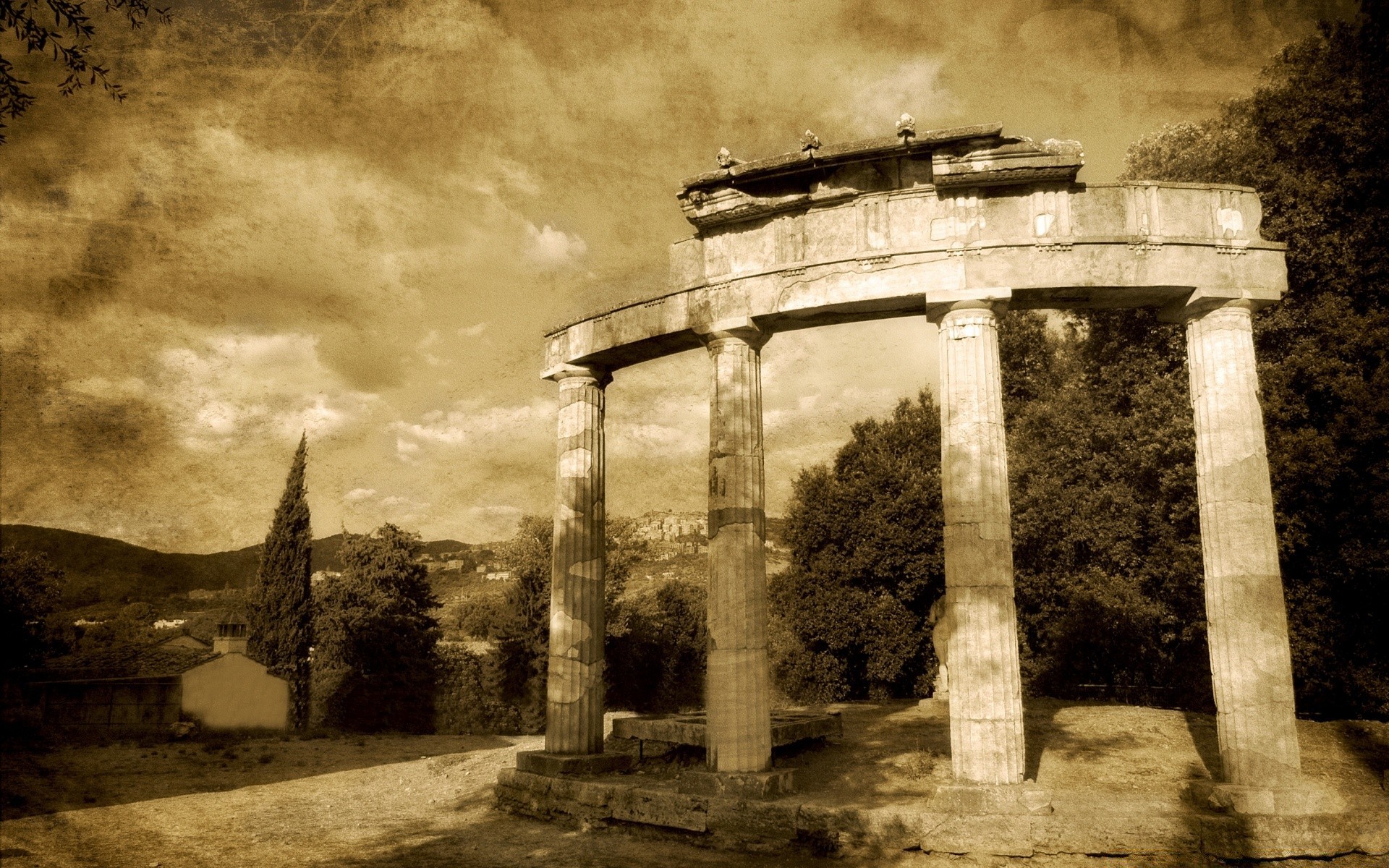 vintage arquitetura alto-falantes templo viagens antigo monocromático torre arte arqueologia pedra