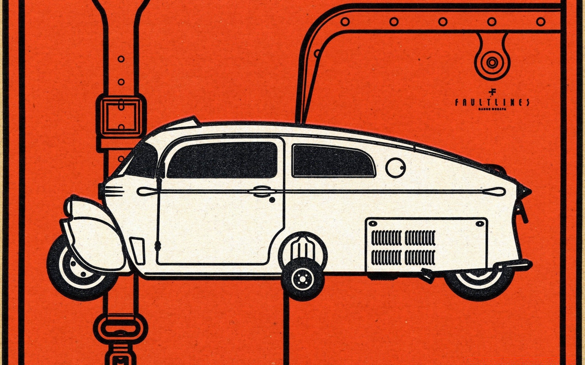 vintage retro alt illustration transportsystem auto design auto