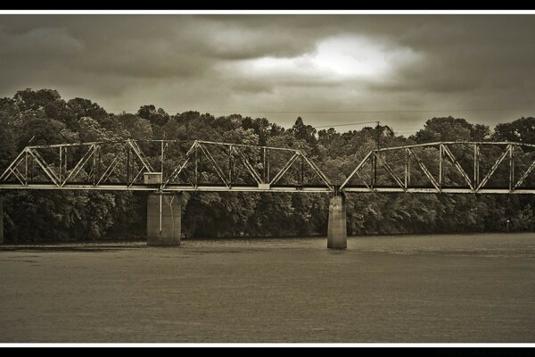 Old bridge on a dark background