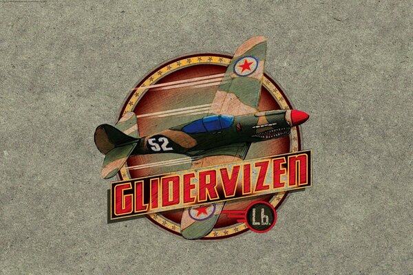 Flugzeug-Emblem auf grauem Hintergrund