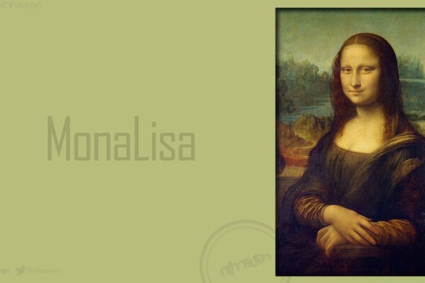 Portrait of Mona Lisa on a green background