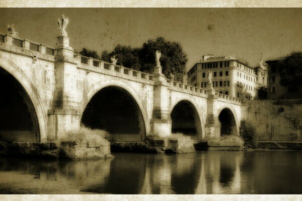 Photo Vintage d un pont voûté