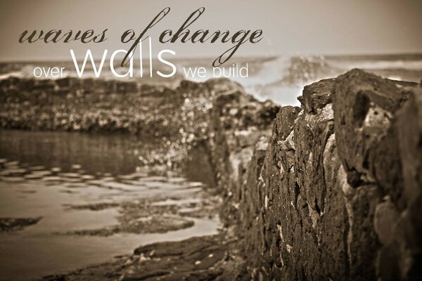 Vintage image of stones by the water