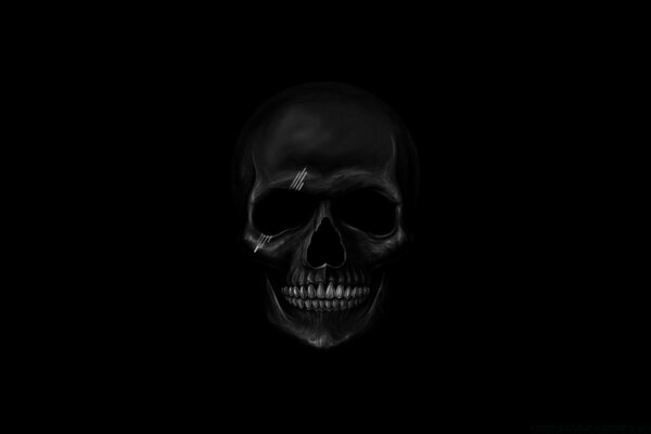 Sinister skull on a black background