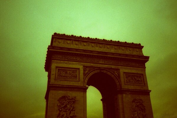 Vintage photo of an arch on a green background