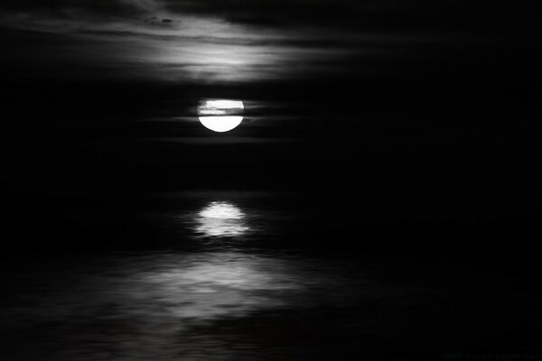 Reflejo de la Luna en el agua oscura