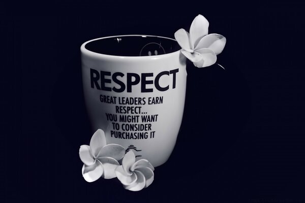 A white mug on a black background