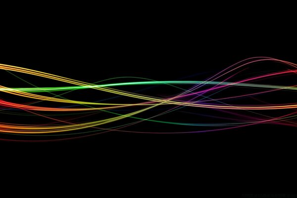 Illustration of multicolored lines on a black background