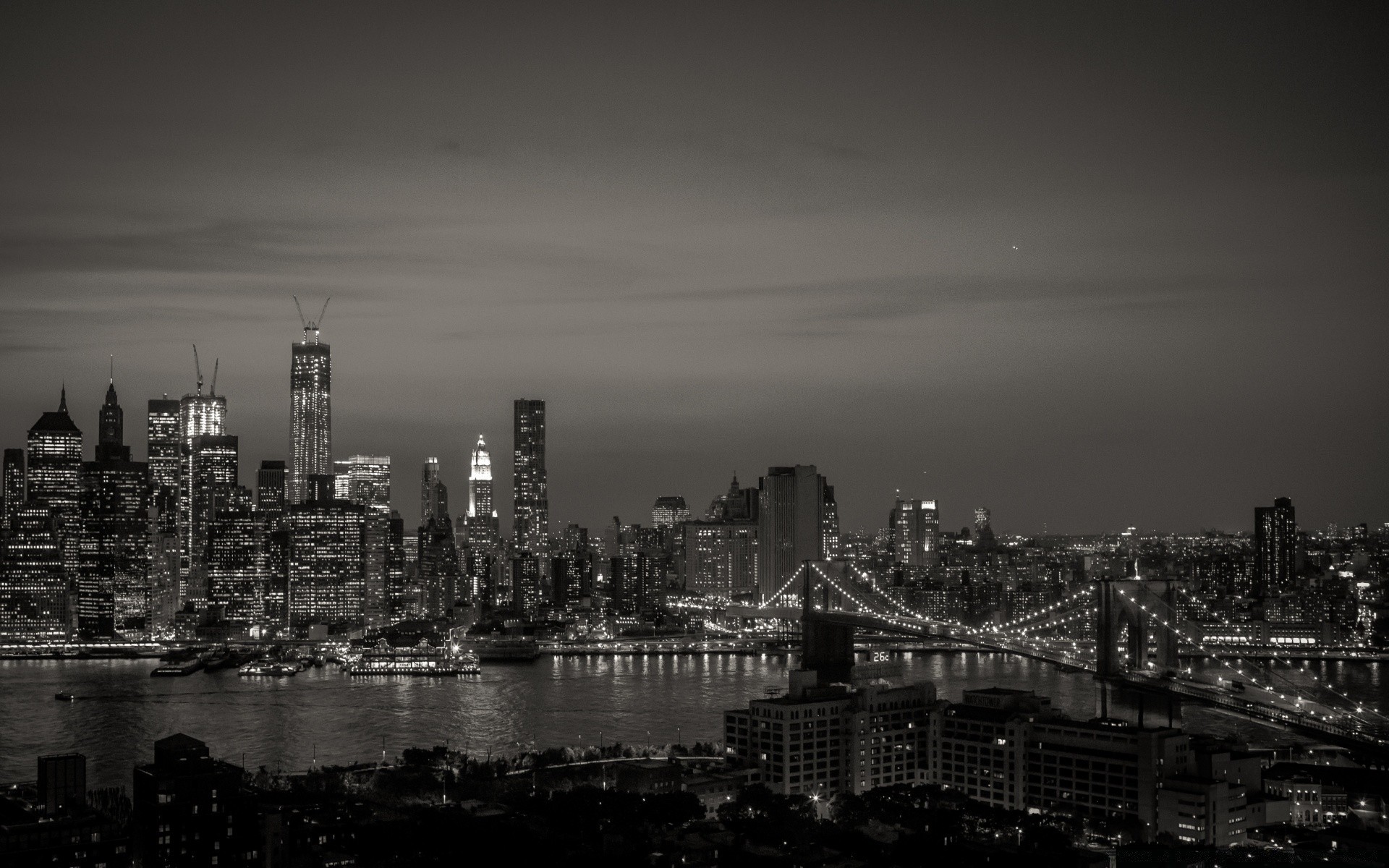 black and white city skyline cityscape skyscraper architecture building river downtown urban tower monochrome office bridge sky travel panorama reflection business panoramic harbor