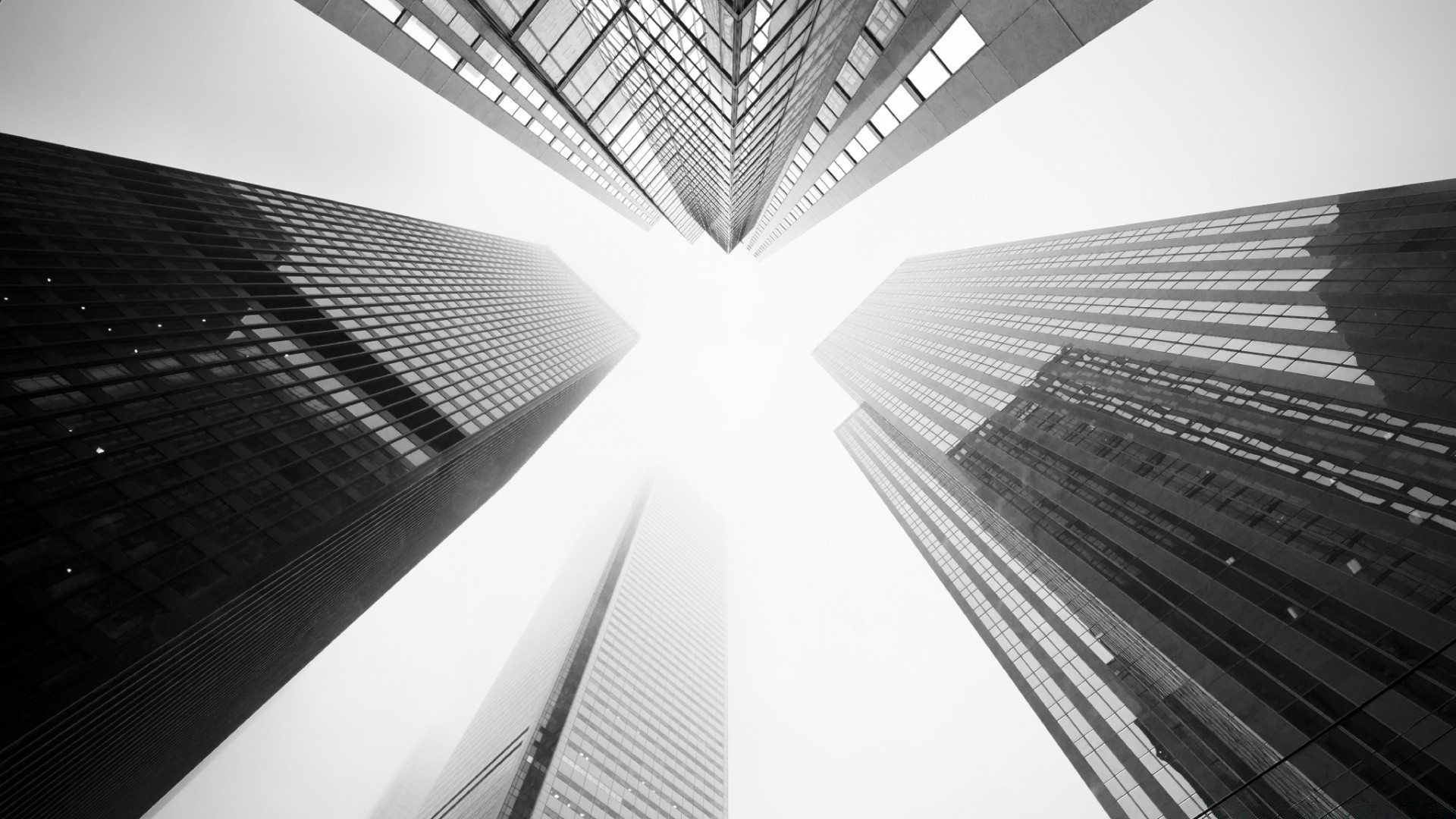 black and white architecture perspective futuristic glass window business city steel office monochrome building light step modern urban indoors contemporary downtown reflection