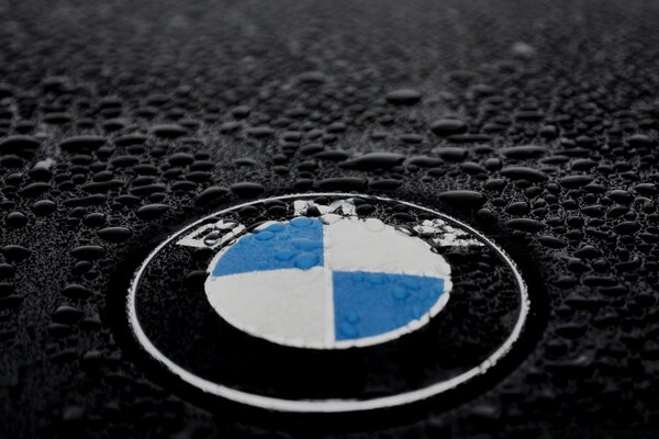 Bmwfarbiges Logo als Knopf auf schwarzem Hintergrund