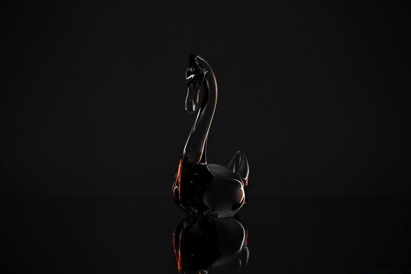 Black swan on a dark desktop