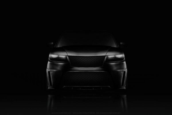 Black car on black background