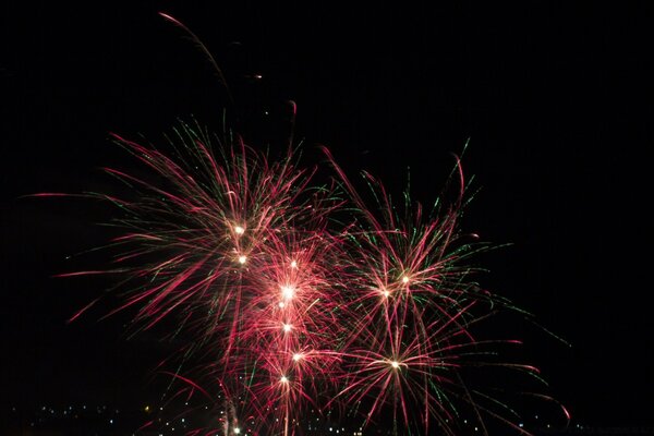 Fireworks explosion at the festival in the evening