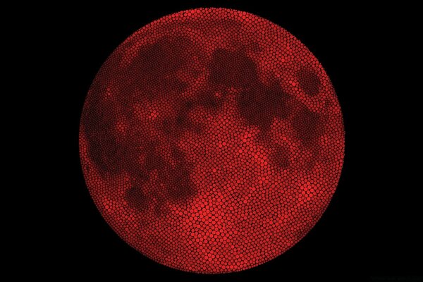 黑暗中血红月亮的圆盘