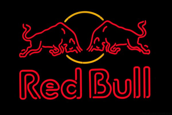 Red Bull Symbolik. Emblem. Design auf schwarzem Hintergrund