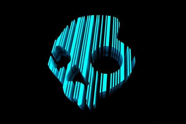 3d skull on a black background. Phosphoric skull. Desktop background