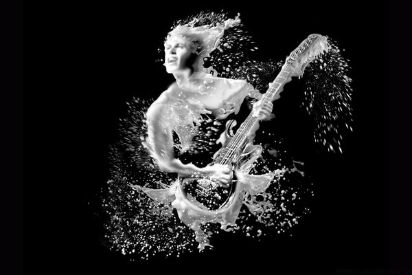 Splatter musician with guitar