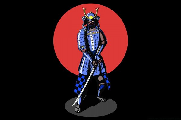 Ilustração do samurai. Ciência e arte