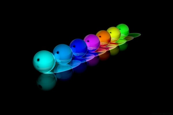 Siete bolas de Bolos de colores