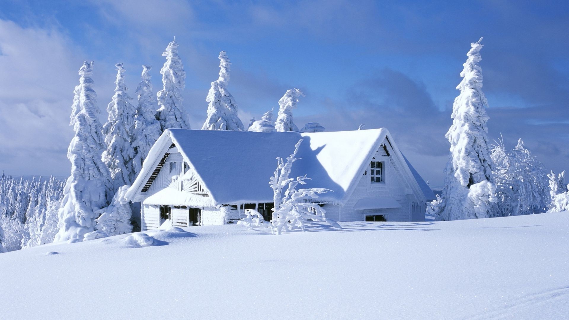 winter snow ice cold frozen frost frosty mountain landscape hut bungalow weather wood house scenic