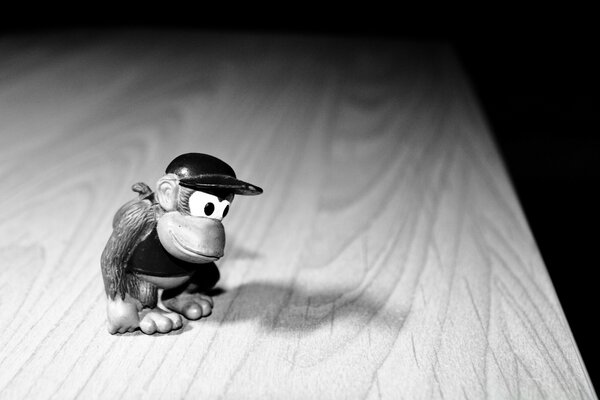 Toy monkey in monochrome