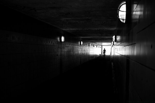 A ghostly silhouette in an abandoned depot