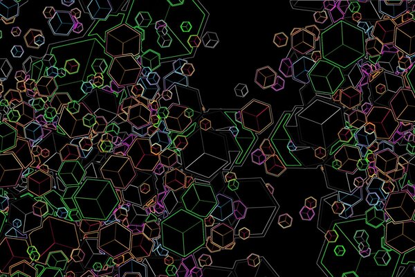 Modello di immagine multicolore del cubo su sfondo scuro