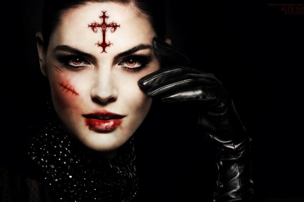 Ragazza vampiro glamour. Gotico scuro