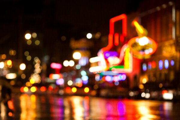 Fondo borroso de la ciudad nocturna