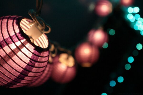 Christmas garlands on a dark background