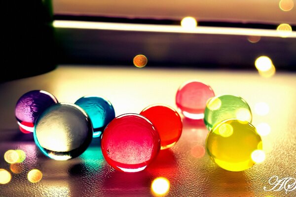 Glowing colored bright balls