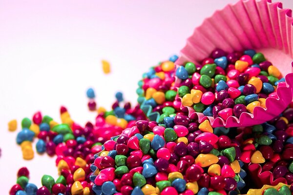 Bright colors of scattered candies