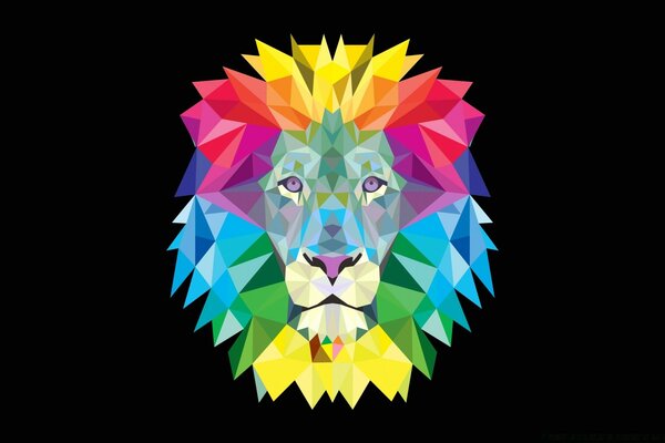 The lion is represented by triangles of different sizes